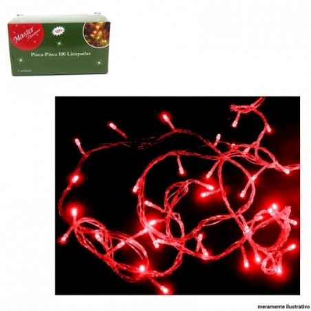 Pisca Pisca Natal 100 Leds Vermelho 127V 8 Funções 8 Metros
