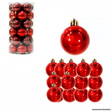 Kit 30 Bolas De Natal Lisa Brilhosa Vermelha 6 cm No Tubo