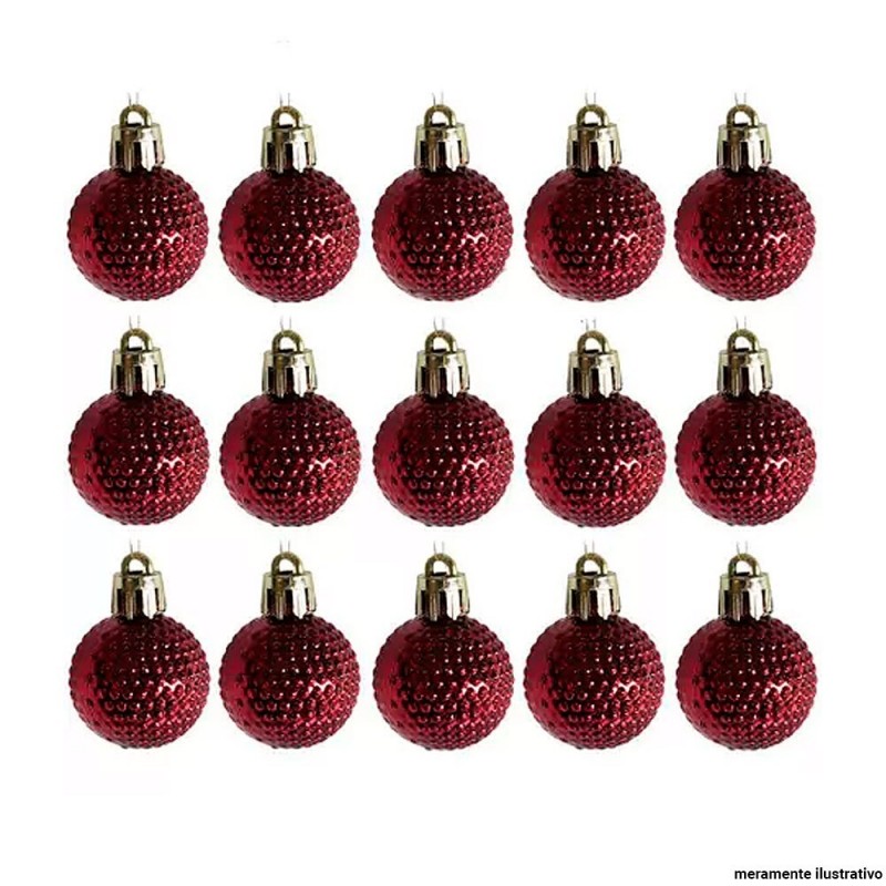 Kit 15 Bolas Vinho Lisa Enfeite Árvore Natal 3 Cm No Tubo