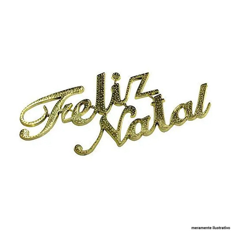 Enfeite Feliz Natal De Pendurar Dourado 23 cm x 10,5 cm