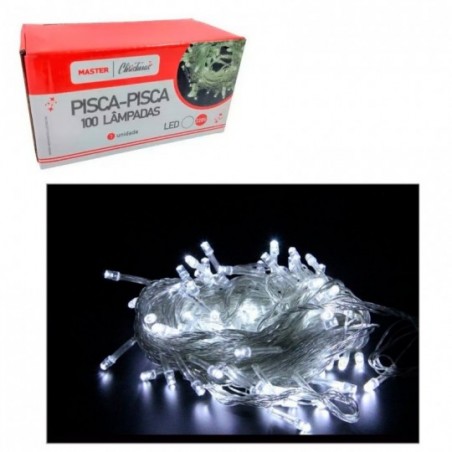 Pisca Pisca Natal 100 Leds Branco Frio 8 Funções 220V 8M