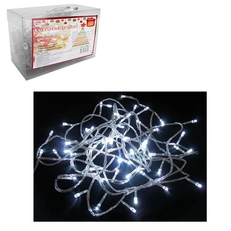 Pisca Pisca Natal 100 Leds Fixa Branco Frio 220V 9 Metros