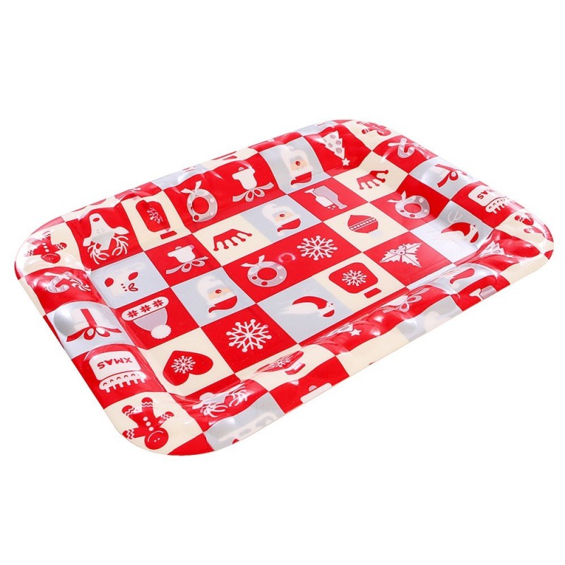 Bandeja Plástica Retangular Estampas De Natal  37,5X27,5CM