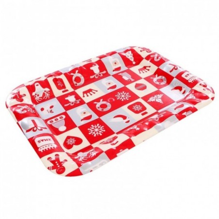 Bandeja Plástica Retangular Estampas De Natal  37,5X27,5CM