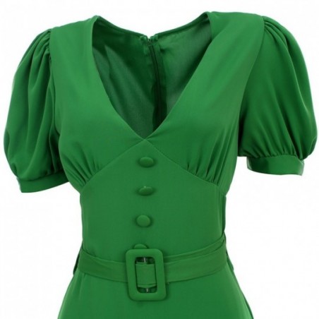 Vestido Feminino Godê Longo Cinto Amarração Manga Bufante