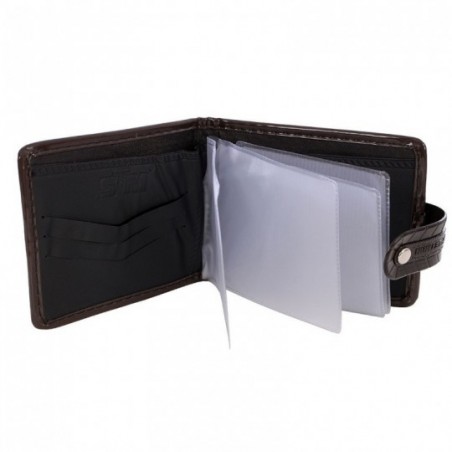Carteira Masculina Alto Relevo Fecho Botão Porta Cartões