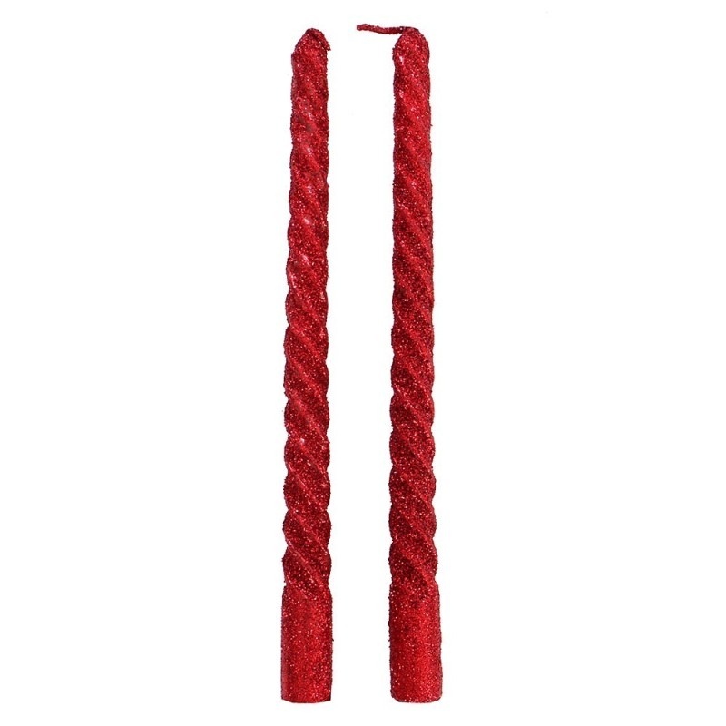 Kit 2 Velas Retorcidas Colorida Com Glitter 20 Cm