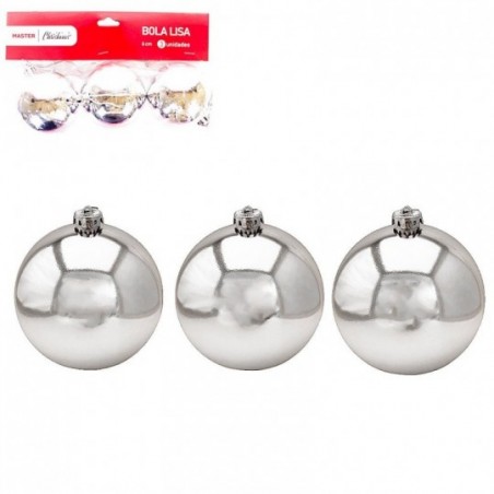 Kit 3 Bolas De Natal Metalizada Lisa 6 Cm Atacado