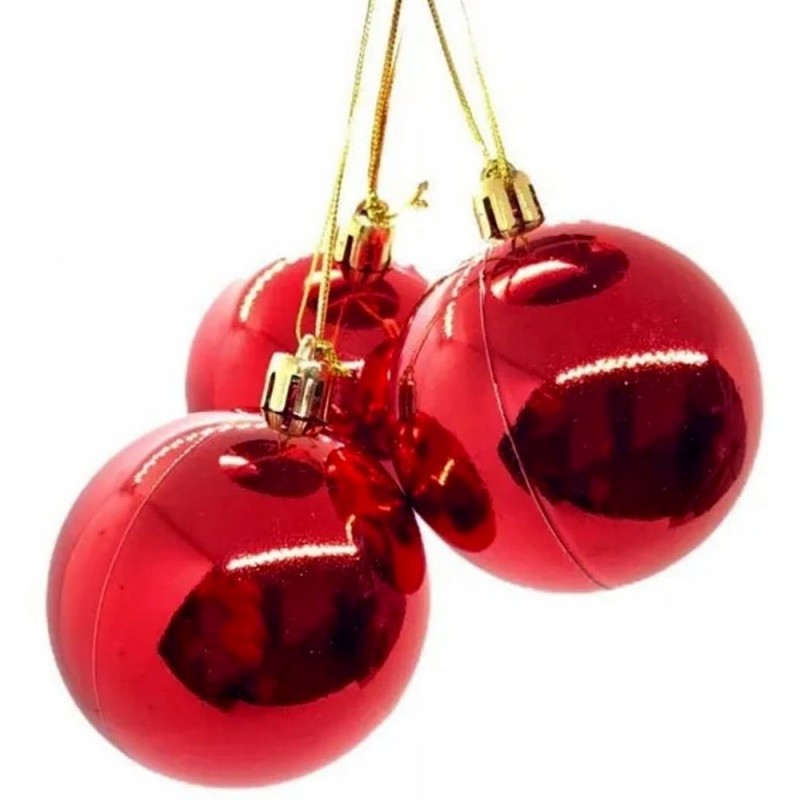 Kit 3 Bolas De Natal Metalizada Lisa 6 Cm Atacado