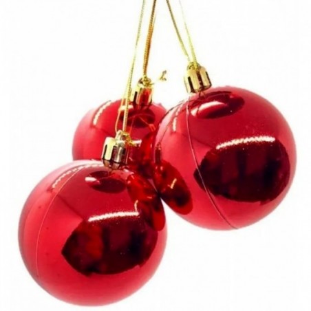 Kit 3 Bolas De Natal Metalizada Lisa 6 Cm Atacado