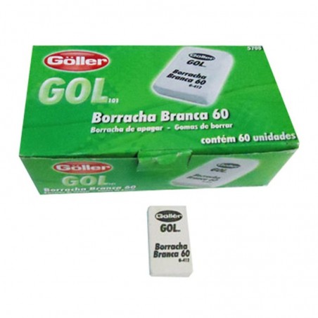 Kit Com 60 Borrachas Escolares Brancas Goller