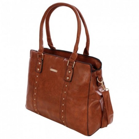 Bolsa Totem Feminina Alto Relevo Tressê Tachas Alça Dupla