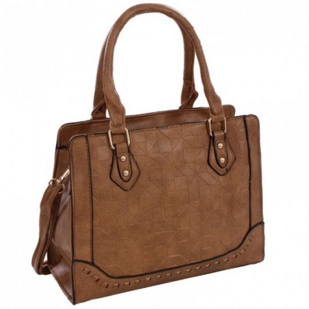 Bolsa Mini Tote Feminina Alto Relevo Geométrico Com Tressê