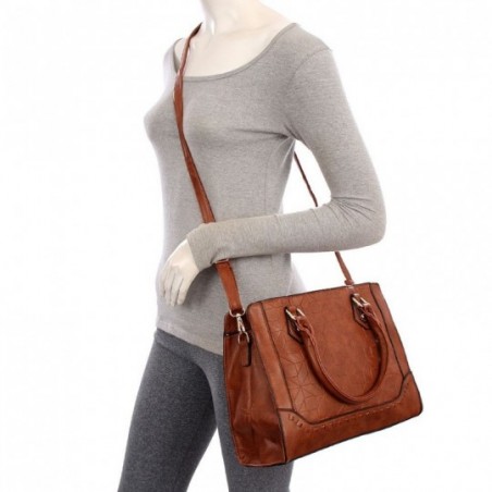 Bolsa Mini Tote Feminina Alto Relevo Geométrico Com Tressê