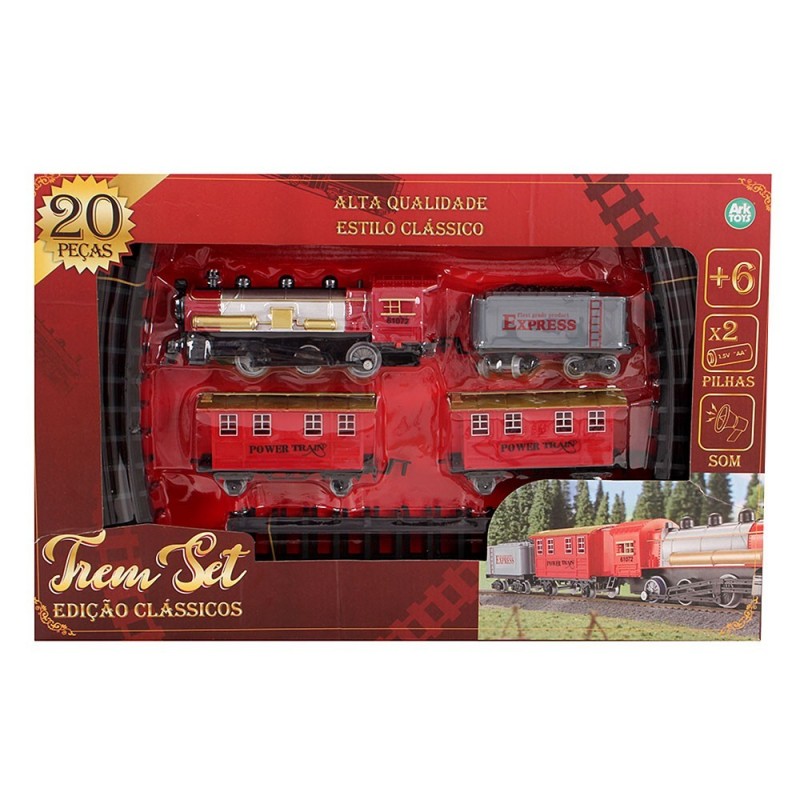 Trem Set Clássico A Pilhas Com Som Brinquedo Infantil