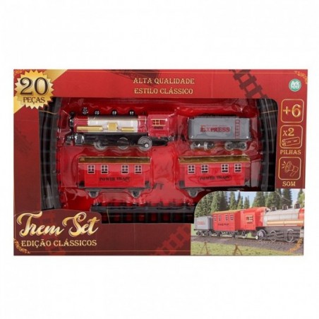 Trem Set Clássico A Pilhas Com Som Brinquedo Infantil