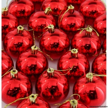 Kit 30 Bolas De Natal Lisa Brilhosa Vermelha 6 cm No Tubo