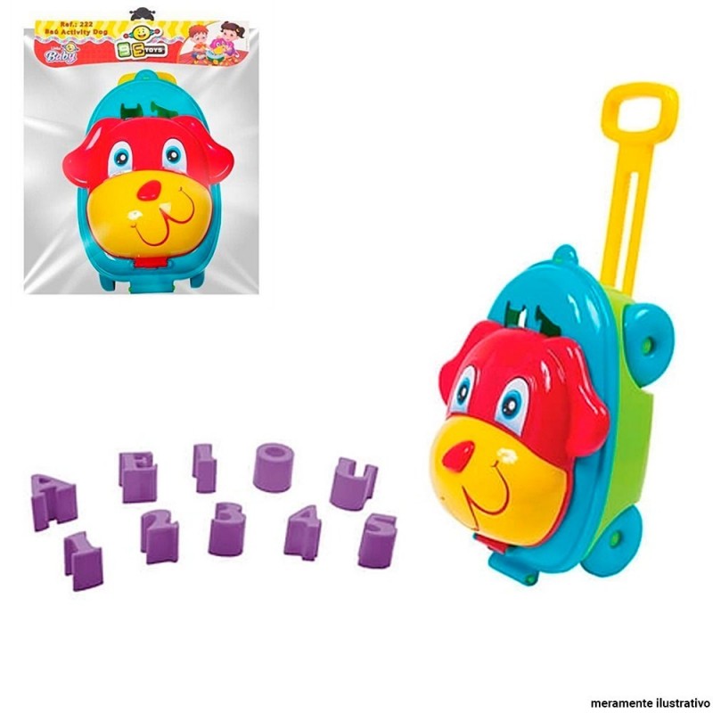 Carrinho Baú Mochila C/ Rodas Cachorrinho Didático Bs Toys
