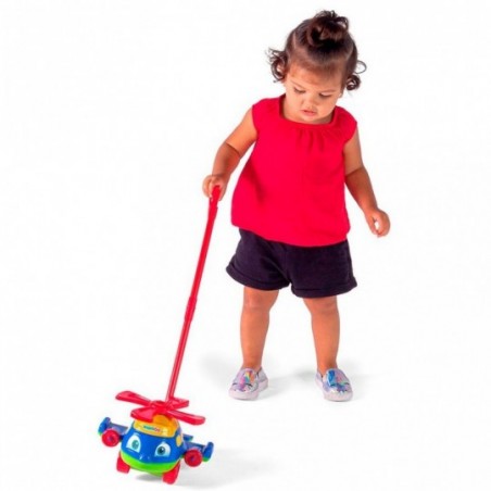 Helicóptero Brinquedo Empurrar Push Plane Educativo Bs Toys