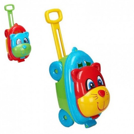 Carrinho Baú Mochila C/ Rodas Gatinho Didático 11 Peças