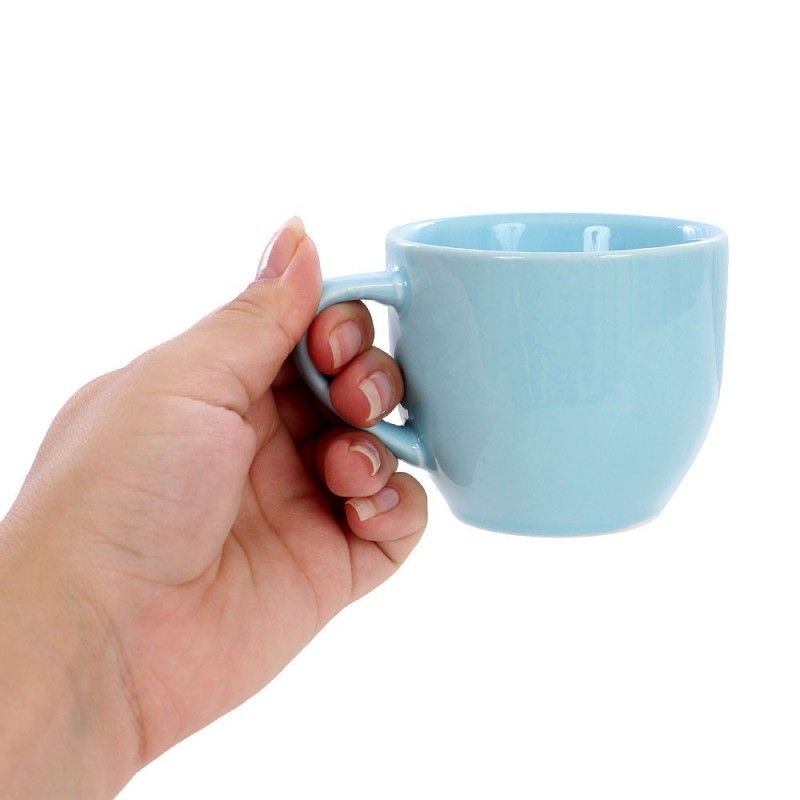 Xícara Porcelana De Chá Lisa Azul 170 Ml No Atacado