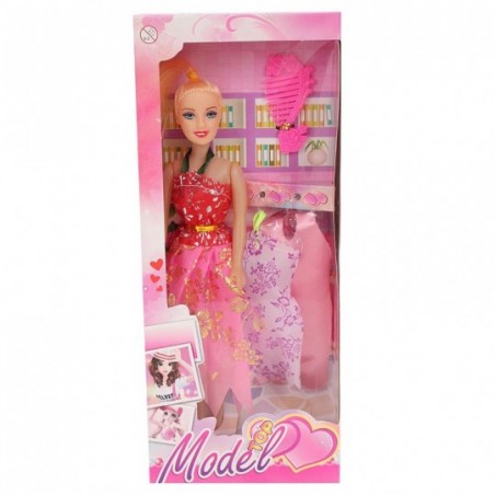 Boneca Infantil Top Model Com 2 Vestidos + Acessório