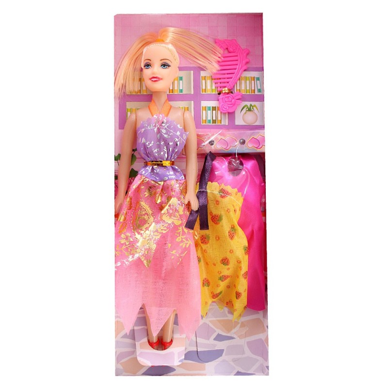 Boneca Infantil Top Model Com 2 Vestidos + Acessório