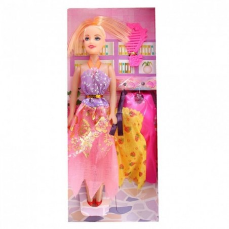 Boneca Infantil Top Model Com 2 Vestidos + Acessório