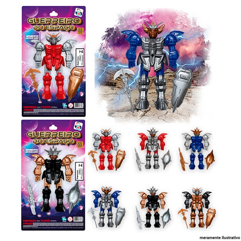 Boneco Robô Guerreiro Espaço Com 3 Acessórios Infantil