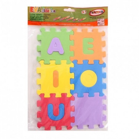 Cubo Tapete Vogal Didático EVA Com 6 Peças Infantil 8x8 cm