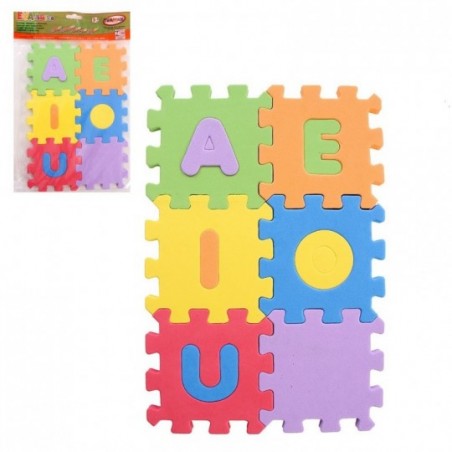 Cubo Tapete Vogal Didático EVA Com 6 Peças Infantil 8x8 cm