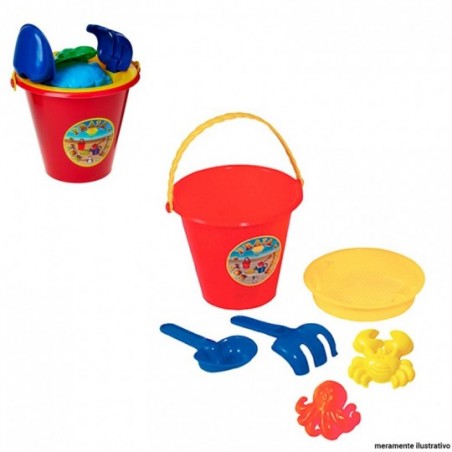 Kit Praia Balde + 4 Acessórios Infantil Cores Variadas