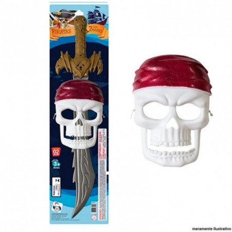 Kit Pirata Dos 7 Mares Máscara + Espada Brinquedo Infantil