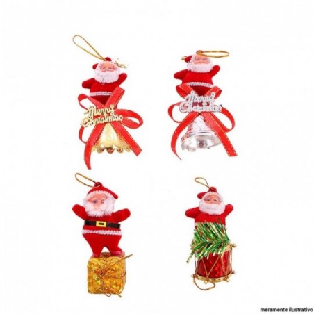 Enfeite Decorativo Papai Noel Com Sino Colorido 7 Cm