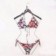Conjunto Biquíni Feminino Floral Cortininha + Calcinha Laço