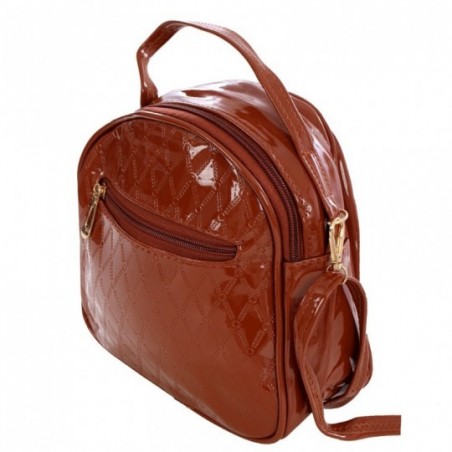 Bolsa Mochila Feminina Casual Alça Mão Em Verniz