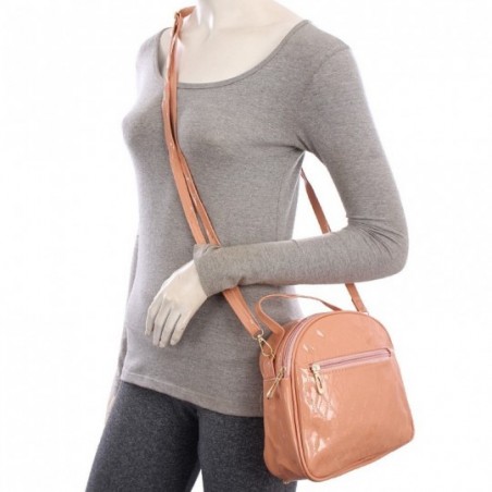 Bolsa Mochila Feminina Casual Alça Mão Em Verniz