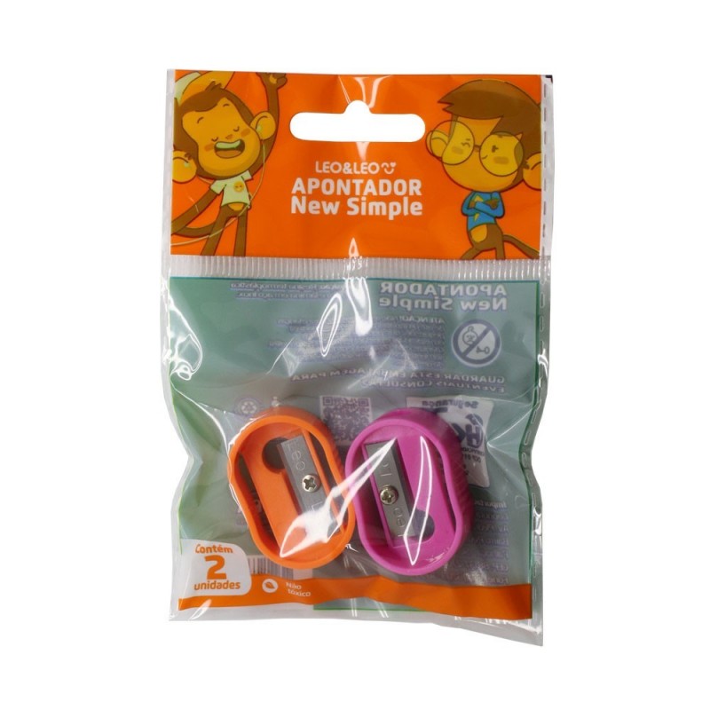 Kit 12 Apontadores Escolares Simples Leo E Leo No Atacado
