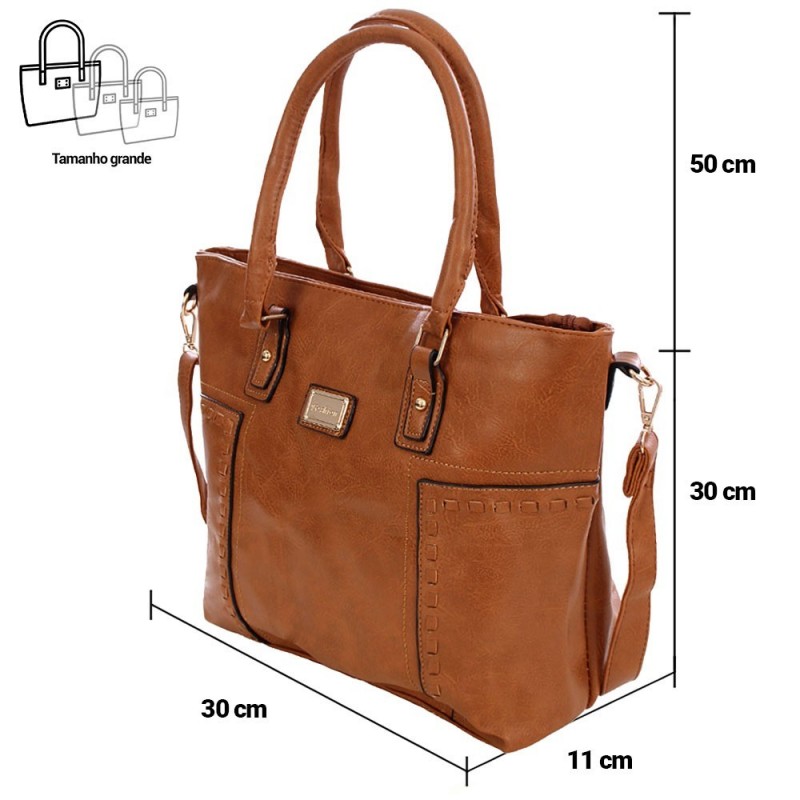 Bolsa Feminina Grande Duplo Compartimento Em Alto Relevo