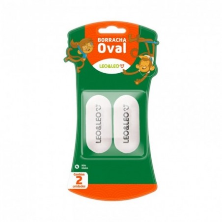 Borracha Escolar Branca Oval 2 Peças Leo E Leo