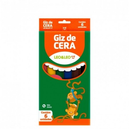 Mini Giz De Cera Escolar 6 Cores Leo E Leo No Atacado