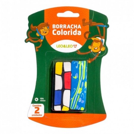Kit 2 Borrachas Escolar Infantil Coloridas Leo E Leo