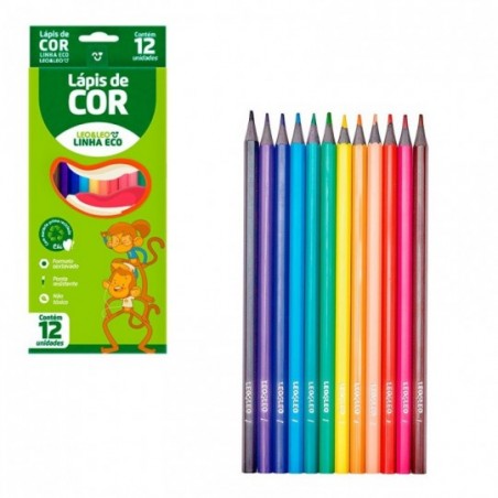 Lápis De Cor Sextavado Linha Eco 12 Cores Leo E Leo