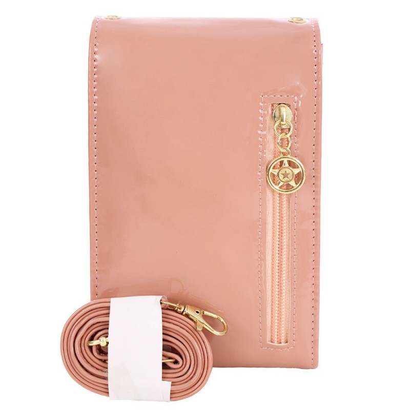 Carteira Luxo Feminina Em Verniz Crossbody Porta Celular