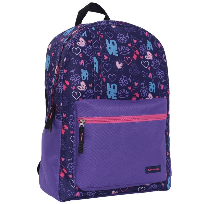 Mochila Escolar Feminina Roxa Estampada Convoy Atacado