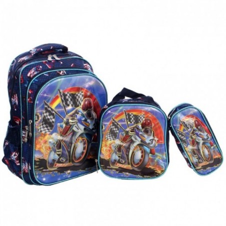 Kit Escolar Meninos Mochila + Lancheira + Estojo Em Promoção