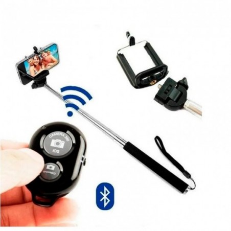Tripé Bastão Extensível Fotos Celular Bluetooth Com Controle