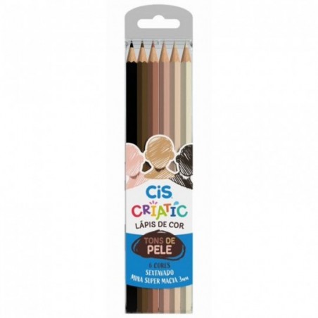 Lápis De Cor Tons De Pele 3 mm Sextavado 6 Cores CIS