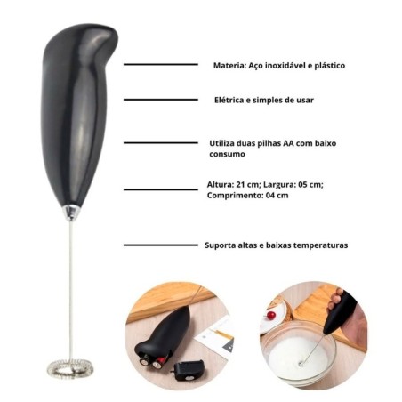 Misturador Mixer De Bebidas Portátil Premium 21,5 cm