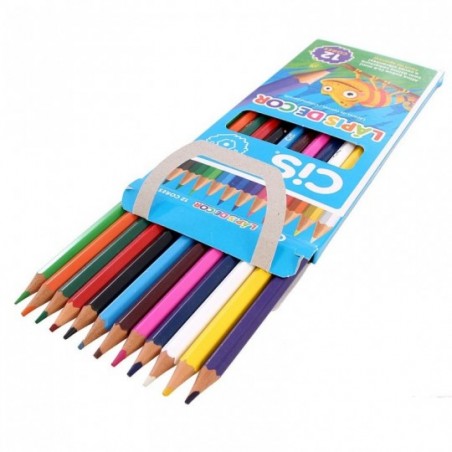 Lápis De Cor Escolar 2,6mm Sextavado 12 Cores Vibrantes CIS